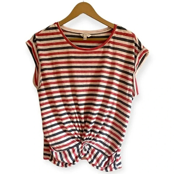 Lucky Brand Red White and Blue Front Knot Top - Picture 1 of 9